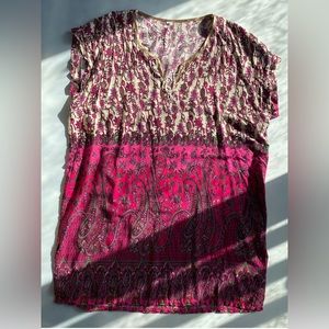 Summer Boho Style shirt . Most pink, red , white , green color .